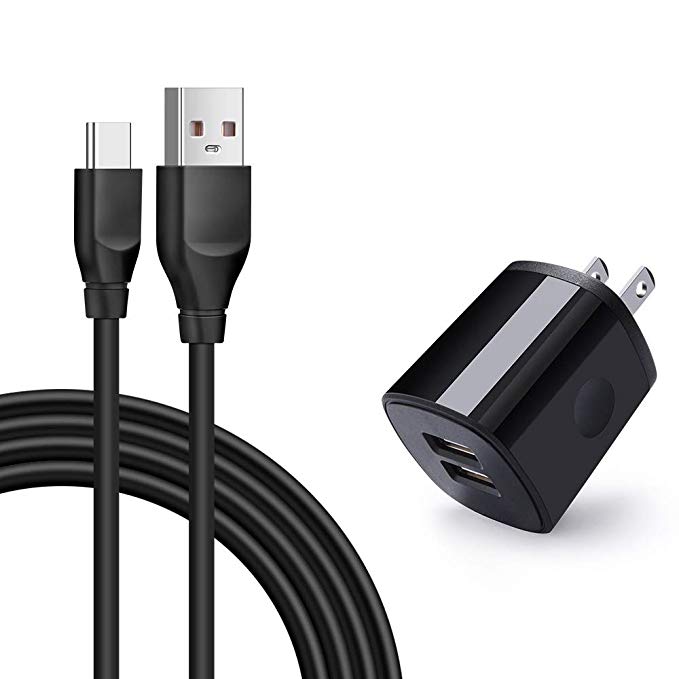 Type C Wall Charger and Cable, Dual Fast Charger Wall Plug Charging Block with USB C Phone Charger Cable Compatible for Samsung Galaxy S8,S9 Plus, LG V30 V20 G6 G5, Google Pixel,OnePlus 5 3T