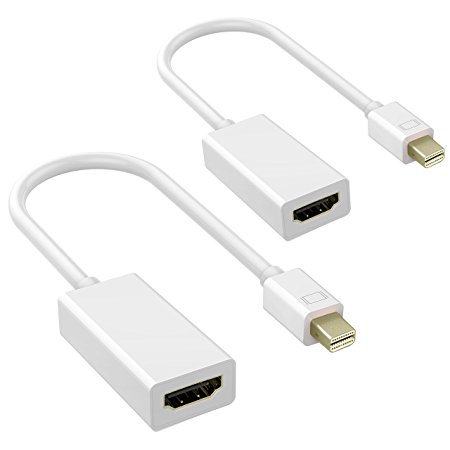 Mini DP to HDMI, TOPELEK 2 Pack Mini Thunderbolt/Displayport Male to HDMI Female Adapter for MacBook, MacBook Pro, Mac Book Air 1080P White