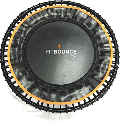 FIT BOUNCE PRO - Best Seller - Half Folding,, Quietest Bungee Sprung Mini Trampoline, plus 2 Workouts and Music, Storage Bag and Bounceometer to Measure Bounces