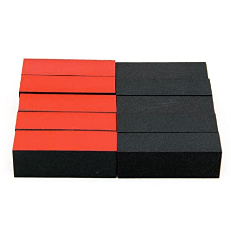 Baisidai 10 PCS Buffer Block for Nail Art Tool (Red Black)