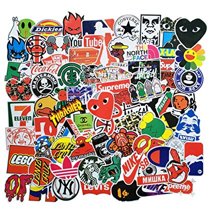 ZUIYI 100 Pcs Fashion Brand Stickers for Laptop Stickers Motorcycle Bicycle Skateboard Luggage Decal Graffiti Patches Stickers for [No-Duplicate Sticker Pack] (New Logo)