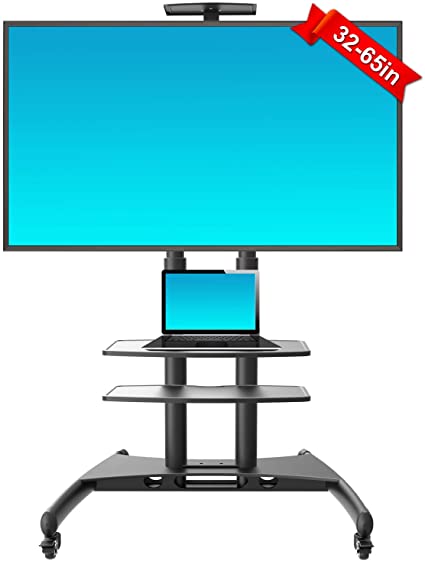 ABCCANOPY Rolling TV Stand with Wheels, Flat Screen TV Stand for 32-65 Inch LCD LED Flat Screen TV, Plasma TVs TV Monitors, Bonus Cable