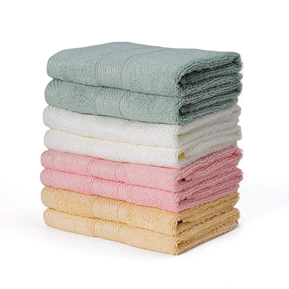 YOOFOSS Washcloths Bamboo Face Cloths 8 Pack Fingertip-Face-Hand Towels Thick & Large 13''x13'' Soft & Absorbent for Bathroom-Hotel-Spa-Kitchen