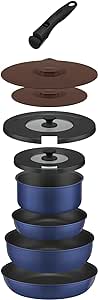 Thermos Durable Series KSC-9C IBL Frying Pan Set of 9 CA for Gas Fire, Indigo Blue