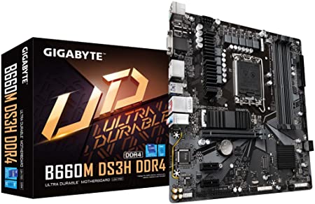 GIGABYTE B660M DS3H DDR4 (B660/ Intel/LGA 1700/ Micro-ATX/ DDR4/ Dual M.2/ PCIe 4.0/ USB 3.2 Gen2 Type-C/ 2.5GbE LAN/Motherboard)