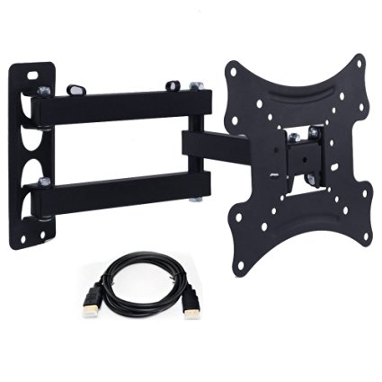 TV Wall Mount, Tecinx Full Motion Articulating TV Wall Mount Bracket for Most 14-42 inch LCD LED HD Plasma Flat Panel Screens Max VESA 200X200 mm Comes with 6 Feet HDMI Cable