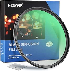 NEEWER 72mm Black Diffusion 1 Filter Mist Dreamy Cinematic Effect Filter Ultra Slim Water Repellent Scratch Resistant HD Optical Glass, 30 Layers Nano Coatings for Video/Vlog/Portrait Photography