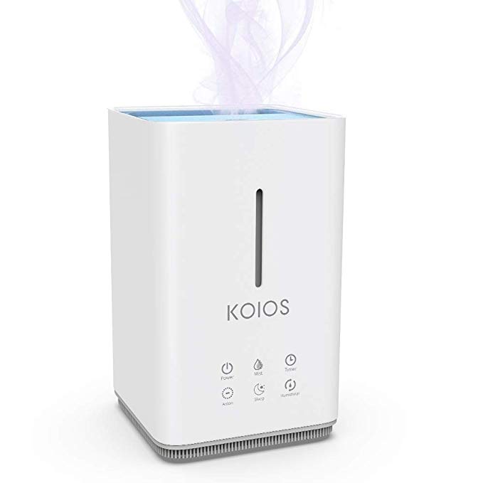 KOIOS Top Fill Humidifiers, 4L Ultrasonic Cool Mist Humidifiers with 6 Touch Buttons, Real-time Humidity Display, Sleep Mode, Auto Shut-Off Whisper Quiet for Bedroom Home Office Babies