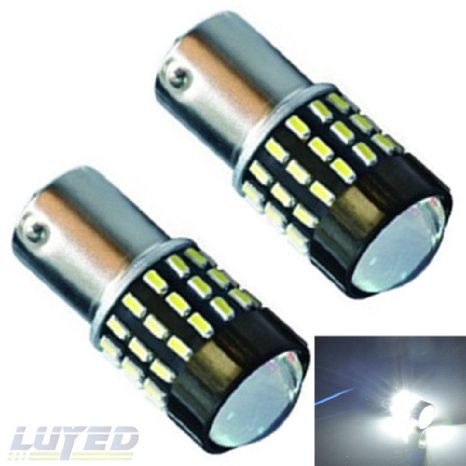 LUYED 2 x 650LM Super Bright 12-24v 1156 3014 54-smd White Color 1156 1141 1003 7506 LED Bulbs for Back Up Reverse LightsBrake LightsTail LightsRv lights