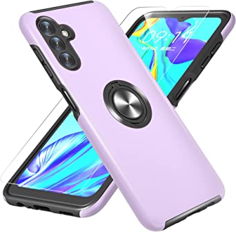 Galaxy A13 5G Case, Samsung Galaxy A13 5G Case with HD Screen Protector, Gritup [Military Grade] Shockproof Protection Case with 360° Magnetic Ring Holder Kickstand Case for Samsung A13 5G, Purple