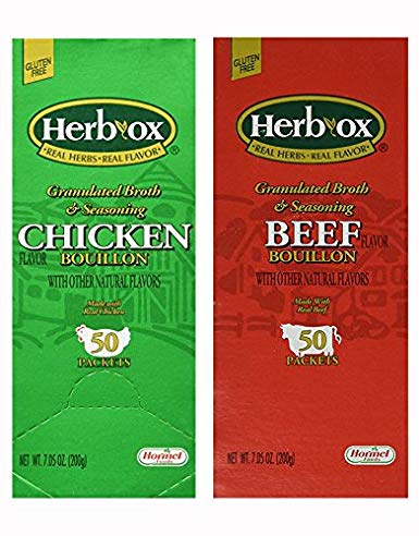 Herb-Ox Bouillon Bundle,`Beef and Chicken, 100 Total Packets