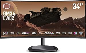 Cooler Master GM34-CWQ2 34” Curved 165Hz|180Hz (OC) VA Quantum Dot UWQHD 3440 x 1440 PC Monitor, 2ms (GtG)|0.5ms (MPRT), Curve 1500R, FreeSync Premium, DP1.4*1, HDMI2.0*2, USB C*1 (CMI-GM34-CWQ2-US)