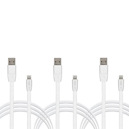 iPhone charger, Shackle Lightning to USB Cable 3Pack (3ft) for iPhone 6s 6 Plus 5s 5c 5, iPad Pro, Air 2, iPad mini 4 3 2, iPod touch 5th gen / 6th gen / nano 7th gen - White (3ft)