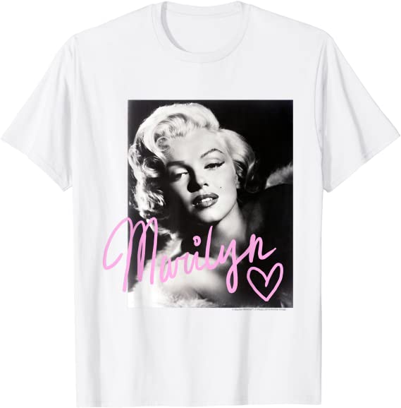 Marilyn Monroe black and white, pink handwriting T-Shirt