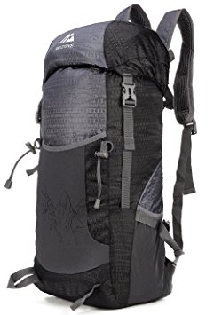 Mozone Large 40l Lightweight Water Resistant Travel Backpack/foldable & Packable Hiking Daypack Black