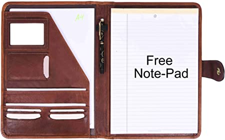 Portfolio | Professional Organizer Men & Women | Tablet Holder Leather Padfolio with Sleeves for documents and Ipad by Aaron Leather Goods