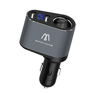 Garmin Nuvi Car Charger, APPHOME Socket Cigarette Lighter Splitter   Dual USB Charging Ports Vehical Power Adapter for Apple & Android TomTom GPS navigator Dashcam Devices