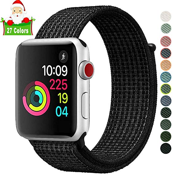 Lrapple Compatible with Apple Watch Band 38mm 40mm 42mm 44mm,Soft Nylon Sport Loop,with Hook and Loop Fastener,Replacement Band Compatible for iWatch Series 4/3/2/1