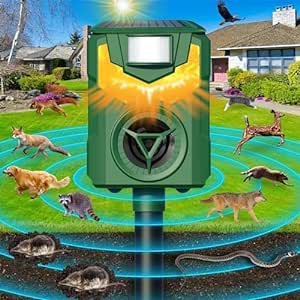 Ultrasonic Animal Repellent, Cat Deterrent Outdoor, 2024 Newest Flame Light Animal Repellent for Garden, Solar Animal Repeller with Motion Sensor, Repel Dogs Bird Skunk Rabbit Squirrels Deer for Yard