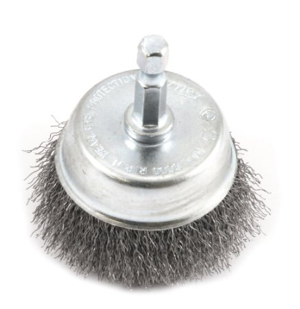 Forney 72730 Wire Cup Brush Fine Crimped with 14-Inch Hex Shank 2-Inch-by-008-Inch