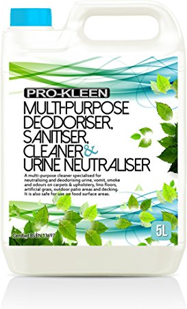 5L of Multi-Purpose Deodoriser, Sanitiser, Cleaner & Urine Neutraliser - Super Concentrated, Professional Formula - British Manufactured & British Certified EN 13697