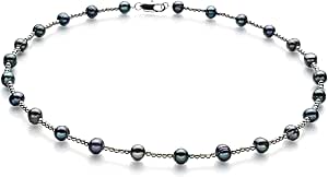 Atina Black 6-7mm A Quality Freshwater Cultured Pearl Necklace for Women-18 in Princess Length