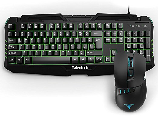 Talentech Darker LED Backlit Wired Gaming Keyboard (Mechanical Touching Feel) and Mouse Combo Set - (Black)