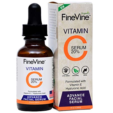 Vitamin C Serum for Face with Hyaluronic Acid - Made in USA - Best Natural Anti-Aging Formula to Correct Age Spots, Skin Sun Damage, Facial Fine Lines & Eye Wrinkles.
