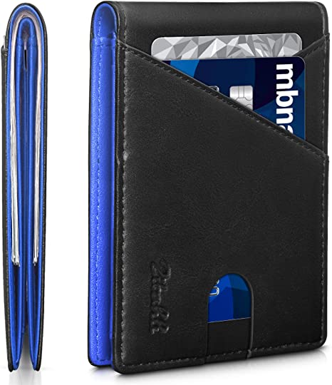 Zitahli Mens Slim Wallet with Bill Pockets RFID-Blocking Leather Bifold Wallets