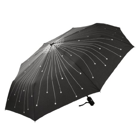 Mosiso Travel Umbrella Black Radioactive Ray Compact Automatic Folding Travel Umbrella Wind Tested 55MPH Perfect Gift For Men and Women with One Year Warranty