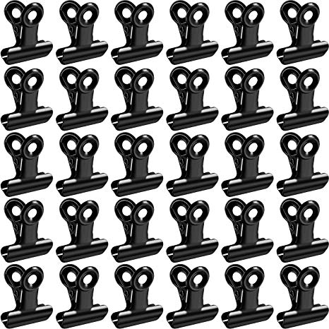 100 Pieces Bulldog Metal Clips Hinge Clips for Paper Organizers, Photo Wall Decoration, Home and Office Decoration, 0.87 Inch, Black Gold (Black)