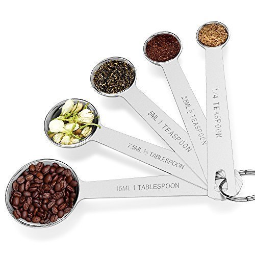 Measuring Spoons, Kollea Stainless Steel Spoons With Measuring Rulers for Measuring Dry and Liquid Ingredients