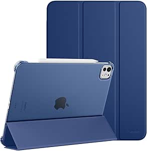 MoKo for iPad Pro 11 Inch Case M4 2024 (5th Gen), Ultra Slim Stand Case with Hard PC Translucent Back Shell Cover for iPad Pro 11'' 2024 Model (A2836/A2837/A3006), Support Apple Pencil Pro, Navy Blue