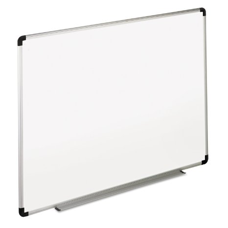 Universal Dry Erase Board, Melamine, 36" x 24", White, Black/Gray Aluminum/Plastic Frame (43723)