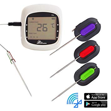 Wireless Meat Thermometer for Grilling - 6 Channel Bluetooth Meat Thermometer and 4 Probe BBQ Thermometer for Smoker, Grill, Barbecue, Outdoor Cooking - Smart Smoking Accessories from BBQ Dragon