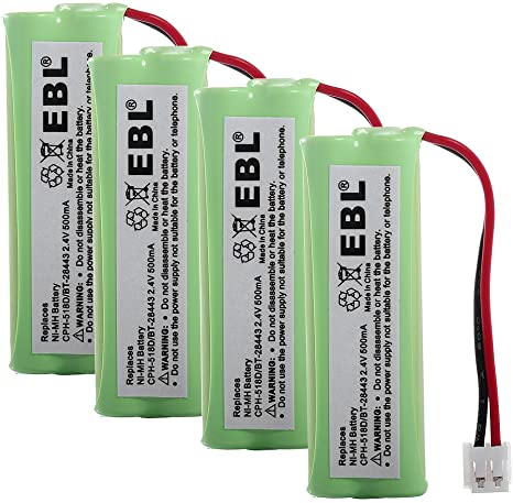 EBL Pack of 4 Cordless Phone BT18443 Batteries Replacement for V-Tech BT-18443 BT18443, BT-28443 BT28443, 89-1337-00-00 8913370000