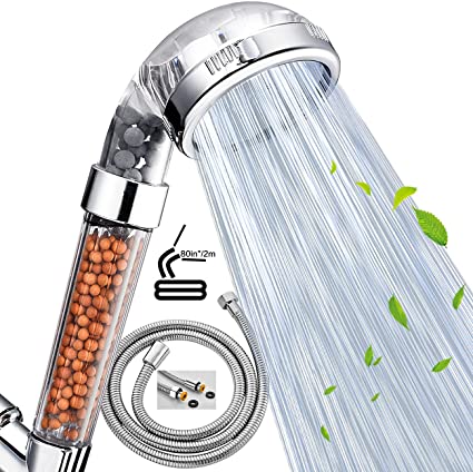 Nosame Shower Head with Hose ,80in''/2m Filter Filtration High Pressure Water Saving 3 Mode Function Spray Handheld Showerheads for Dry Skin & Hair