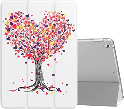 MoKo Case Fit 2018/2017 iPad 9.7 6th/5th Generation - Slim Lightweight Smart-Shell Stand Cover with Translucent Frosted Back Protector Fit iPad 9.7 Inch, Love Tree (Auto Wake/Sleep)