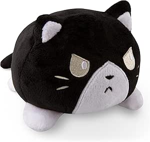 TeeTurtle - The Original Reversible Cat Plushie - Tuxedo - Cute Sensory Fidget Stuffed Animals That Show Your Mood