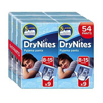 Huggies DryNites Pyjama Pants for Boys, Age 8-15, Pack of 3 (2 x 27 Pants= 54 Pants Total)