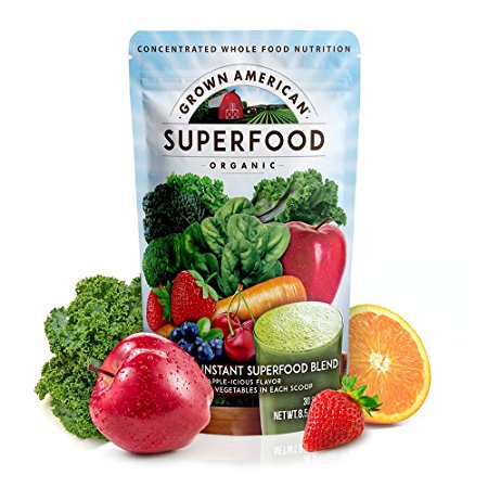 Grown American Superfood | 31 Organic Whole Fruits and Vegetables condensed into a single delicious drink | Concentrated Green Powder made to Increase Energy and Performance Packed with Antioxidants