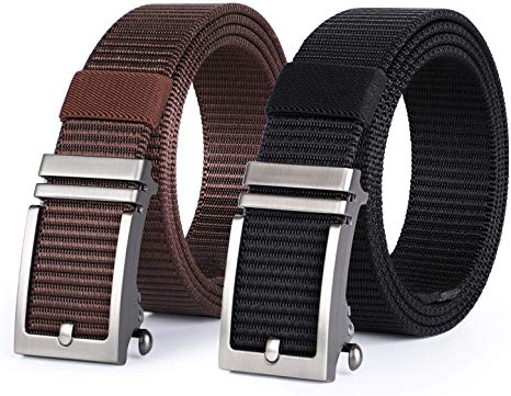 JASGOOD Nylon Belts with Automatic Buckle,Ratchet Belt-No Holes Web Belt for Men Jeans