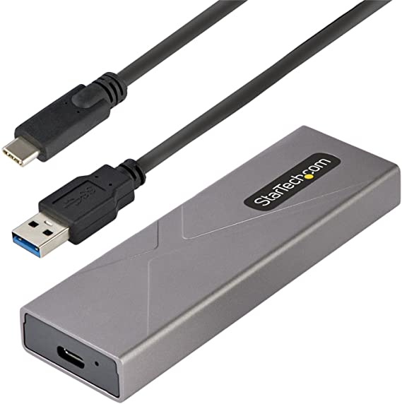 StarTech.com USB-C 10Gbps to M.2 NVMe or M.2 SATA SSD Enclosure - Tool-free External M.2 PCIe/SATA NGFF SSD Aluminum Case - USB Type-C&A Host Cables - Supports 2230/2242/2260/2280 (M2-USB-C-NVME-SATA)