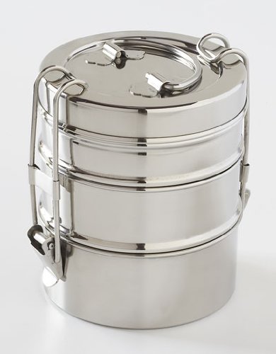 Happy Tiffin - 3 Tier Food Carrier - Everyday - To Go - Perfect Size Tiffin Box - Stainless Steel