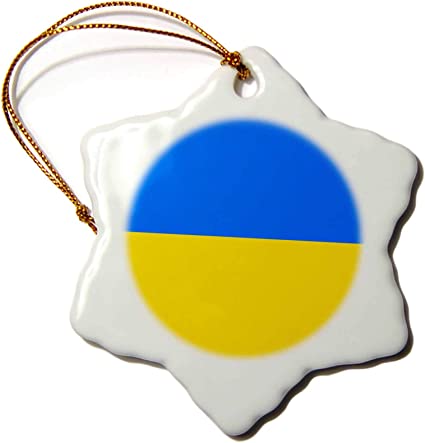 3dRose LLC ORN_159820_1 Porcelain Snowflake Ornament, 3-Inch, Flag of Ukraine-Ukrainian Blue and Yellow-Eastern Europe-European Country World