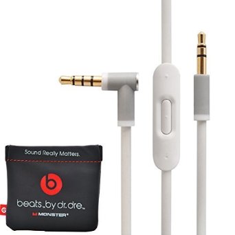 Cable/Wire For Beats By Dre Headphones Solo/Studio/Pro/Detox/Wireless, Control Talk Cable For Beats by Dre Headphones Solo, Studio, Mixr, Wireless   Original OEM Replacement Storage Leather Pouch Bag for Dr. Dre Monster Beats Stereo Headset Headphones Earphones (White)