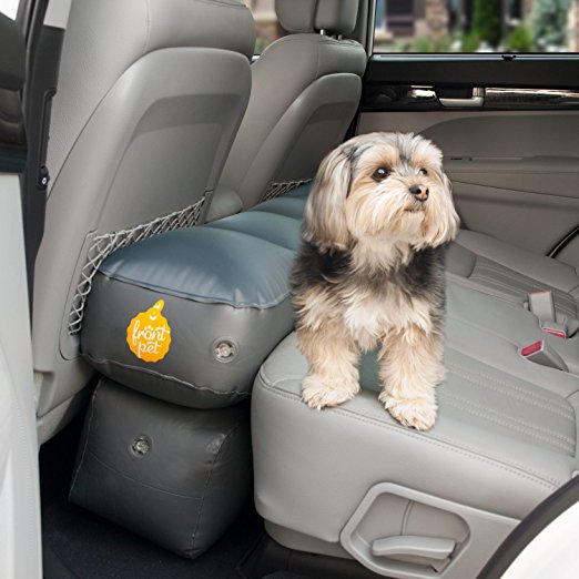Frontpet Inflatable Blow Up Back Seat Shelf / Backseat Pet Bridge - Universal Dog Car Seat Extender Platform Cover Barrier Divider Restraint With Included Carry Bag, Electric Air Pump And Repair Kit!