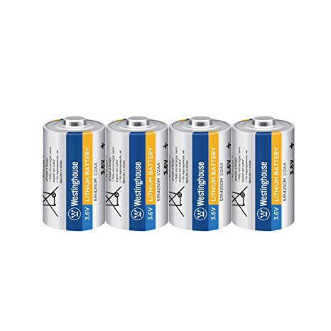 Westinghouse ER14250 1/2AA Size 3.6V 1200mAh Li-Socl2 Lithium Thionyl Chloride Non-Rechargeable Primary Battery (4 Count)