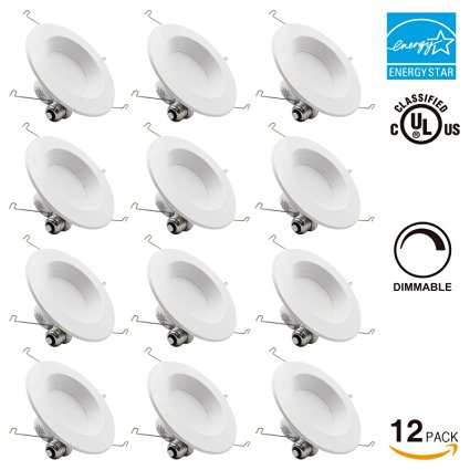 12 PACK TORCHSTAR 5/6 inch Dimmable Recessed LED Downlight, 12W (90W Equivalent), ENERGY STAR, 5000K Daylight, 900lm, Retrofit LED Recessed Lighting Fixture, 5 YEARS WARRANTY