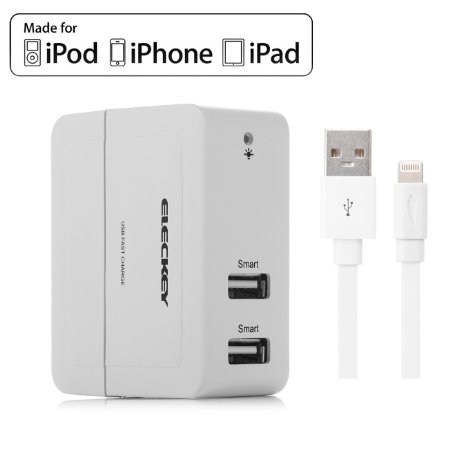 iPhone Charger, Eleckey 4.0A iPhone 6 USB Wall Charger With 3.3ft Apple MFi Certified Lightning Cable for iPhone 6S / 6S Plus, 6, 6 Plus, 5, 5S, iPad